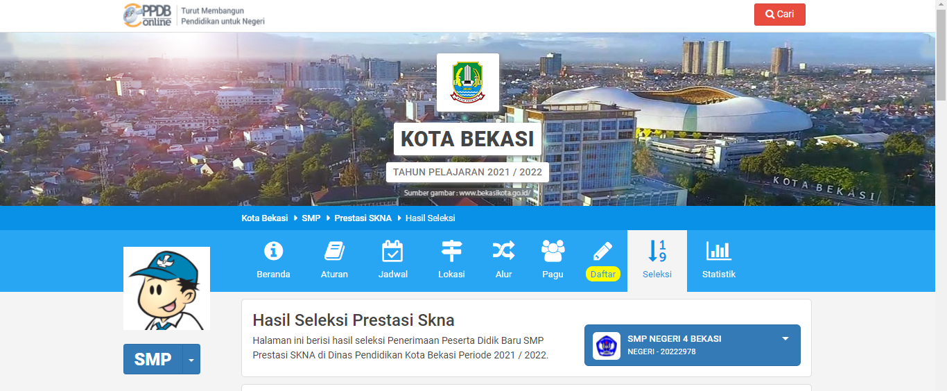 PENGUMUMAN DAFTAR ULANG PPDB ONLINE KOTA BEKASI - SMPN 4 Kota Bekasi